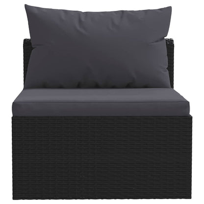 Set Divani da Giardino 7 pz con Cuscini in Polyrattan Nero | homemem39
