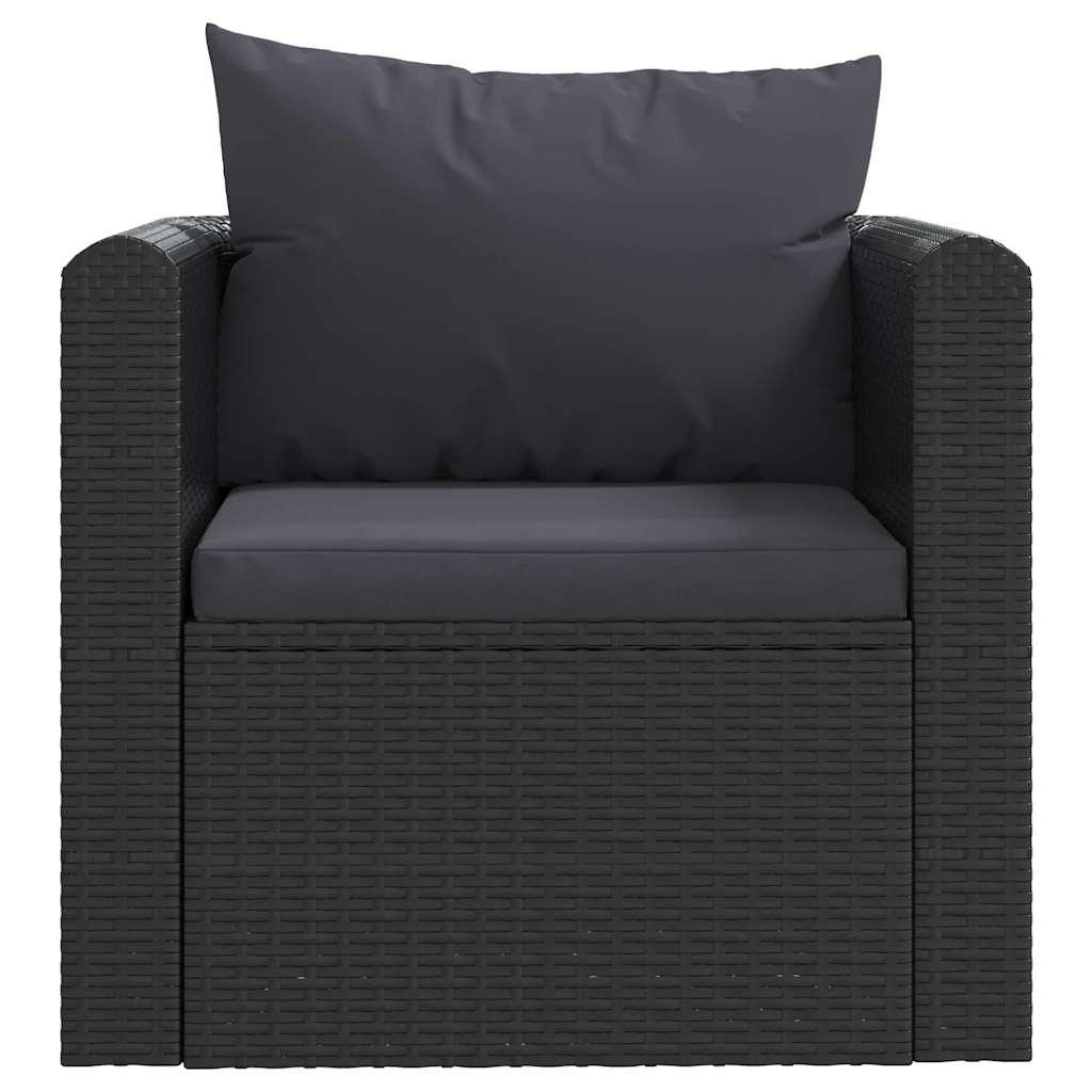 Set Divani da Giardino 7 pz con Cuscini in Polyrattan Nero | homemem39