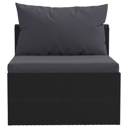 Set Divani da Giardino 7 pz con Cuscini in Polyrattan Nero | homemem39