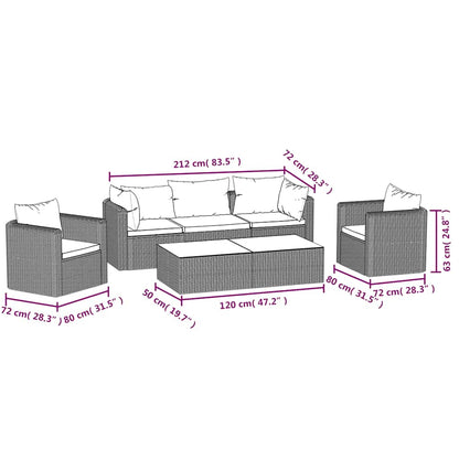 Set Divani da Giardino 7 pz con Cuscini in Polyrattan Nero | homemem39
