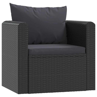 Poltrona con Cuscini in Polyrattan Nero | homemem39