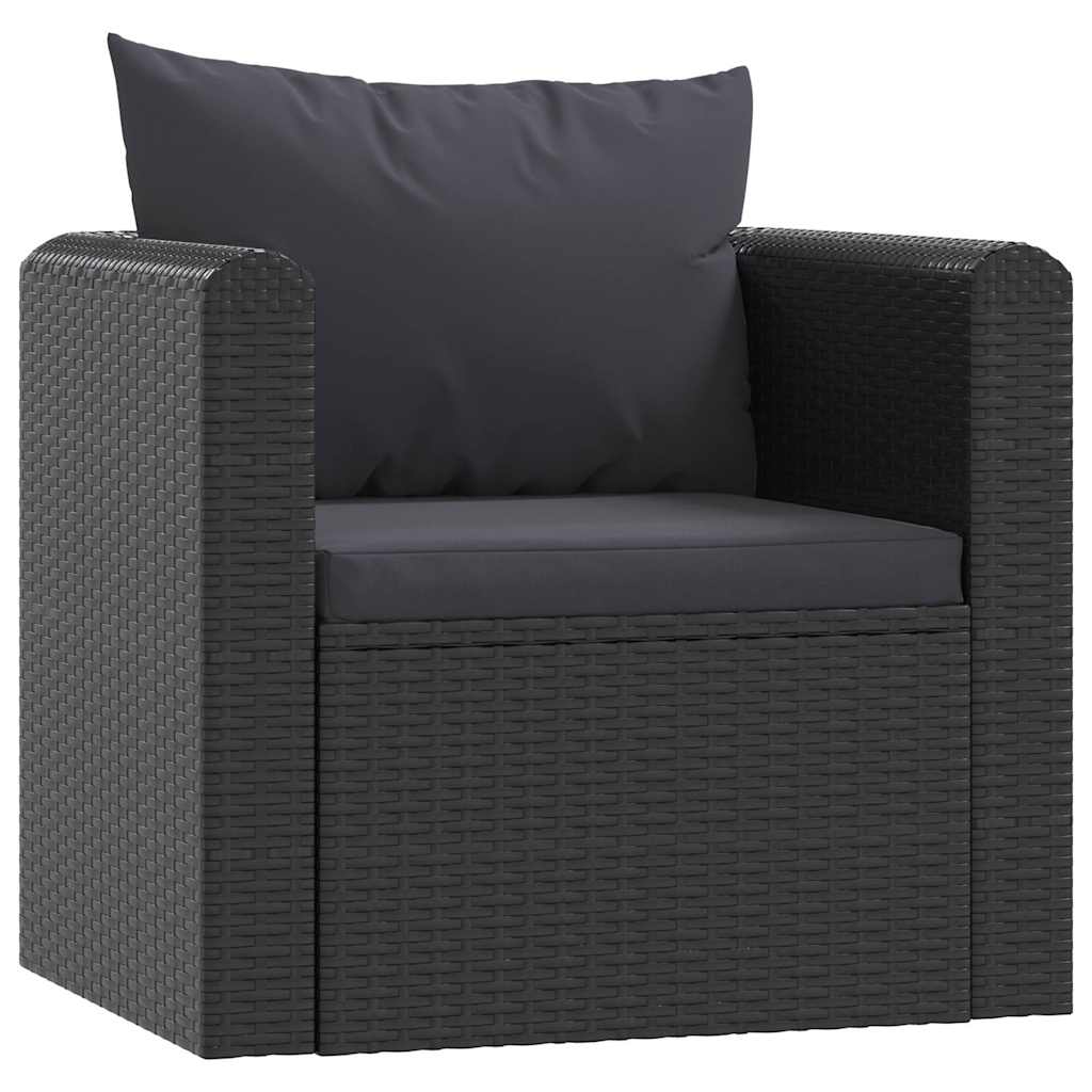 Poltrona con Cuscini in Polyrattan Nero