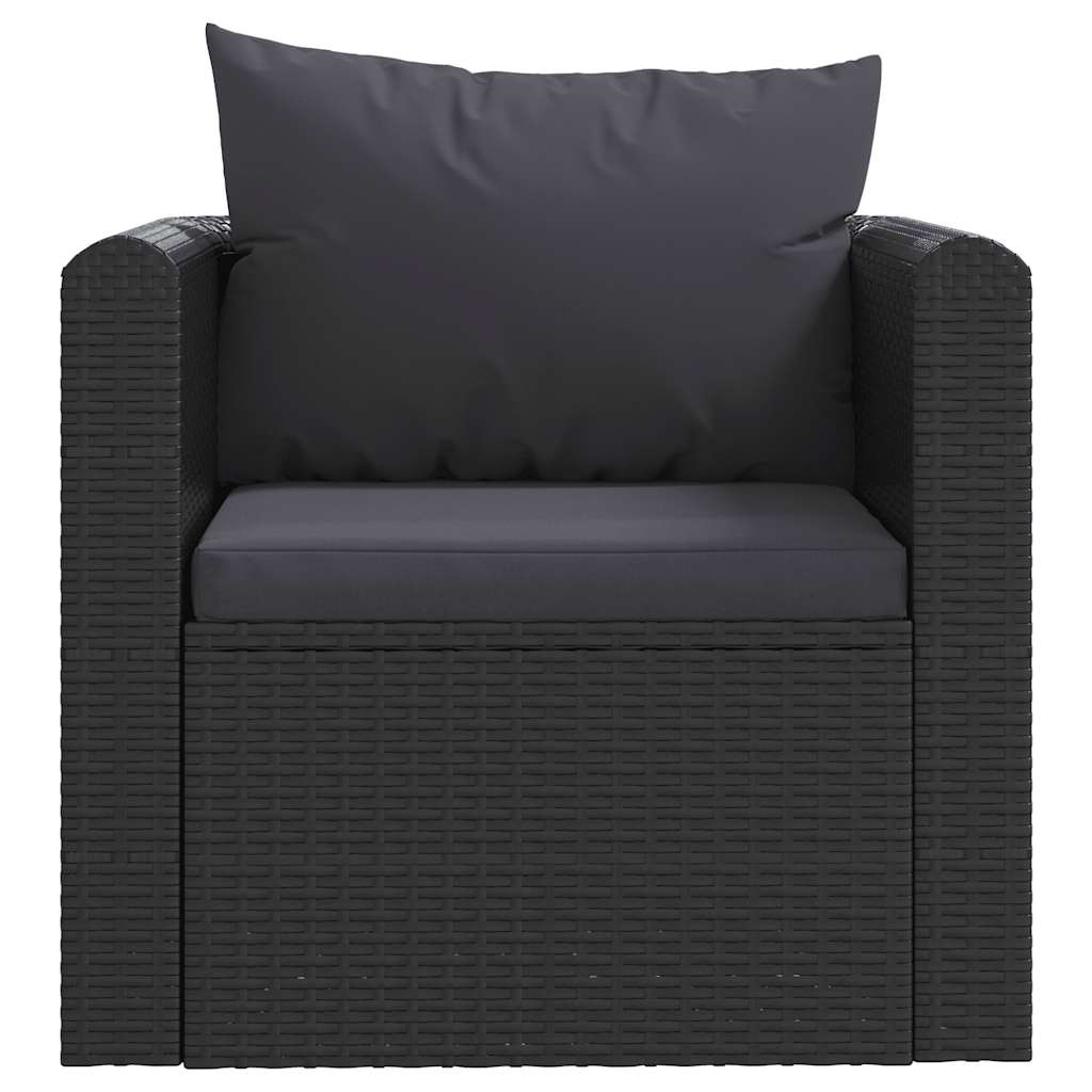 Poltrona con Cuscini in Polyrattan Nero | homemem39