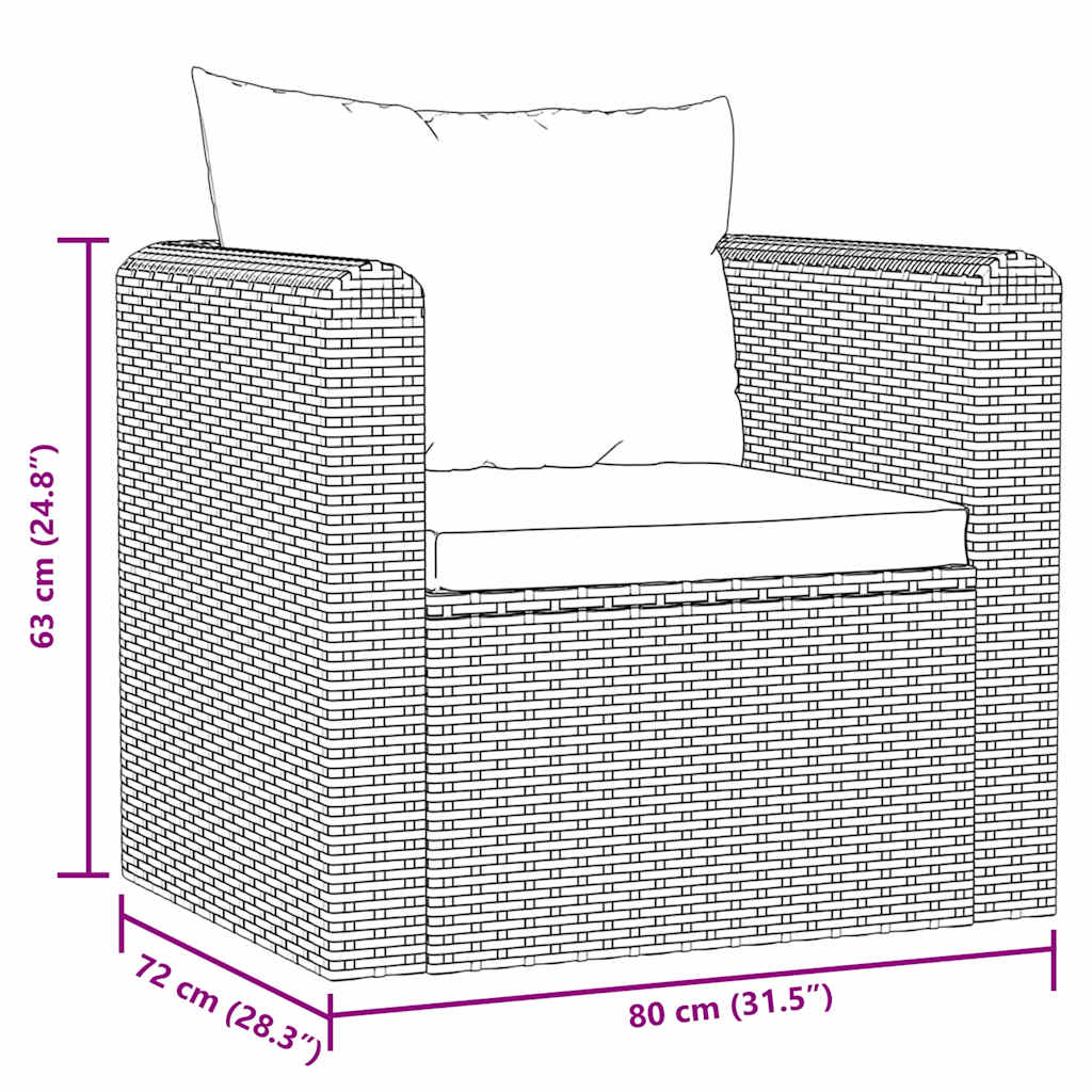Poltrona con Cuscini in Polyrattan Nero | homemem39