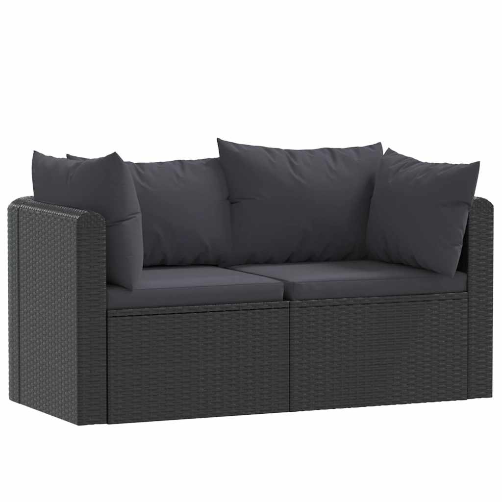 Set Divani da Giardino 2 pz con Cuscini in Polyrattan Nero - homemem39
