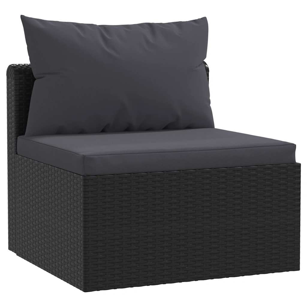 Set Divani da Giardino 3 pz con Cuscini in Polyrattan Nero - homemem39