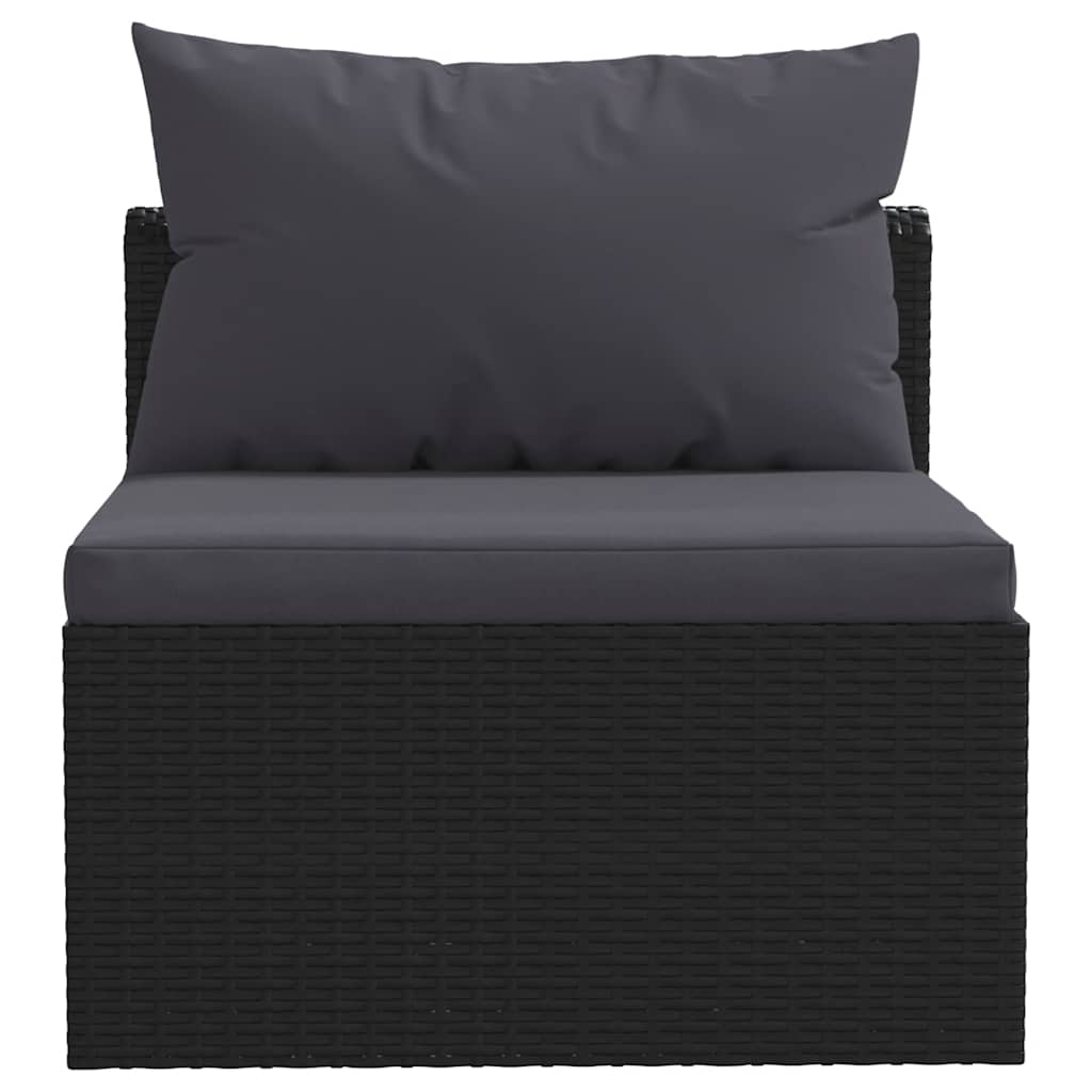 Set Divani da Giardino 3 pz con Cuscini in Polyrattan Nero - homemem39