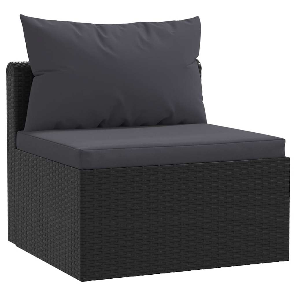 Set Divani da Giardino 4 pz con Cuscini in Polyrattan Nero - homemem39
