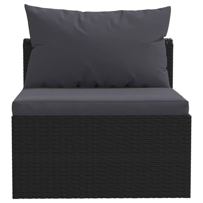Set Divani da Giardino 4 pz con Cuscini in Polyrattan Nero - homemem39