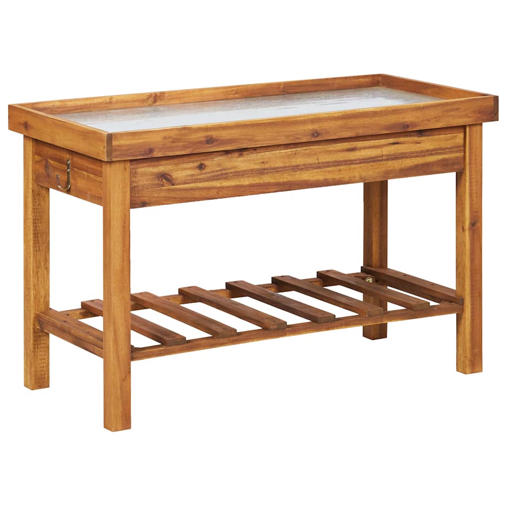 Banco da Lavoro per Giardino Piano in Zinco e Massello d'Acacia | homemem39