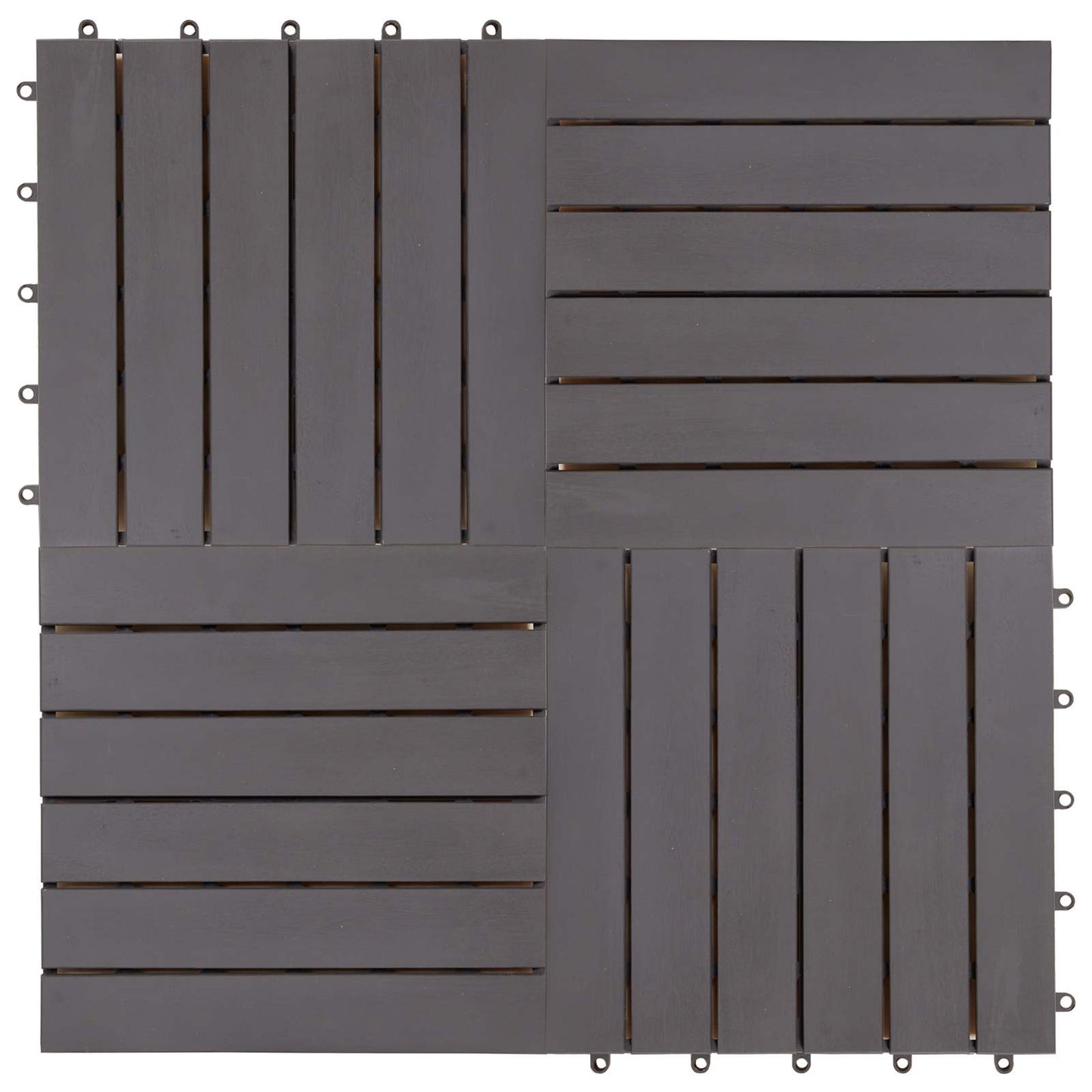Piastrella per Decking 10 pcs Grigio 30 x 30 cm Legno di Acacia | homemem39