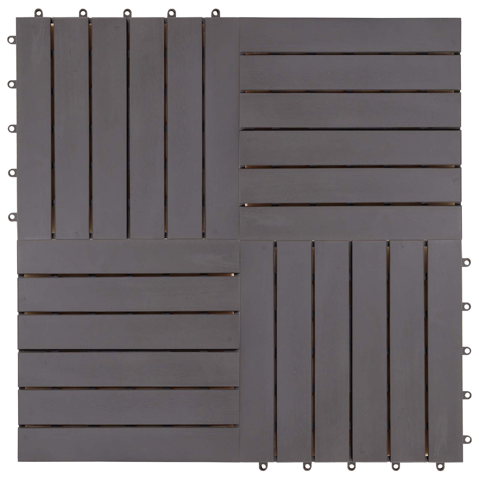 Piastrella per Decking 10 pcs Grigio 30 x 30 cm Legno di Acacia | homemem39