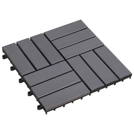 Piastrella per Decking 10 pcs Grigio 30 x 30 cm Legno di Acacia | homemem39