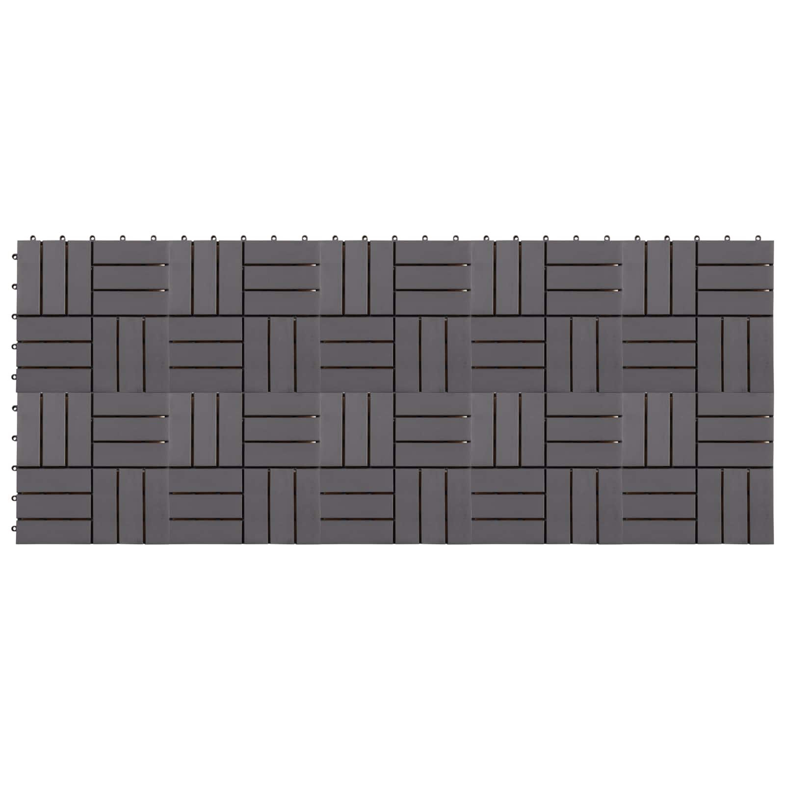 Piastrella per Decking 10 pcs Grigio 30 x 30 cm Legno di Acacia | homemem39