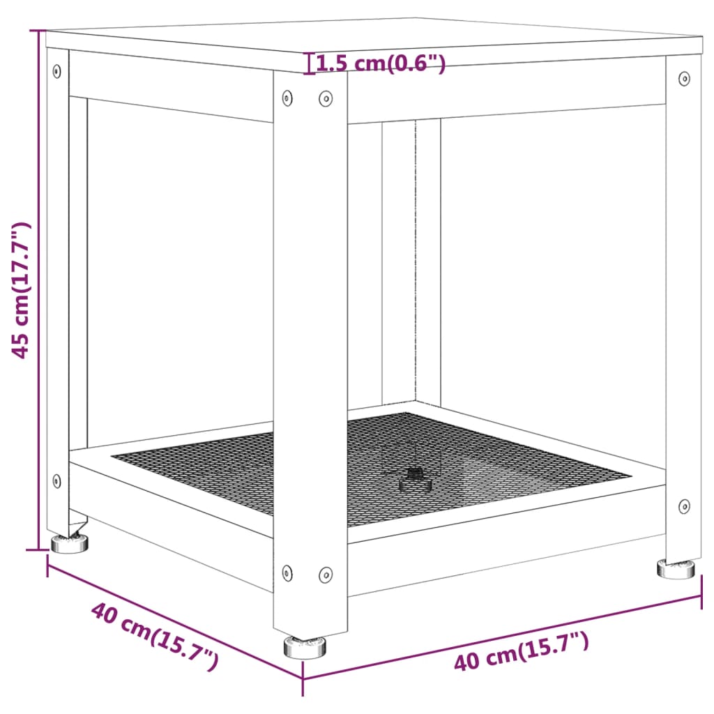 Tavolino Marrone Chiaro e Nero 40x40x45 cm MDF e Ferro