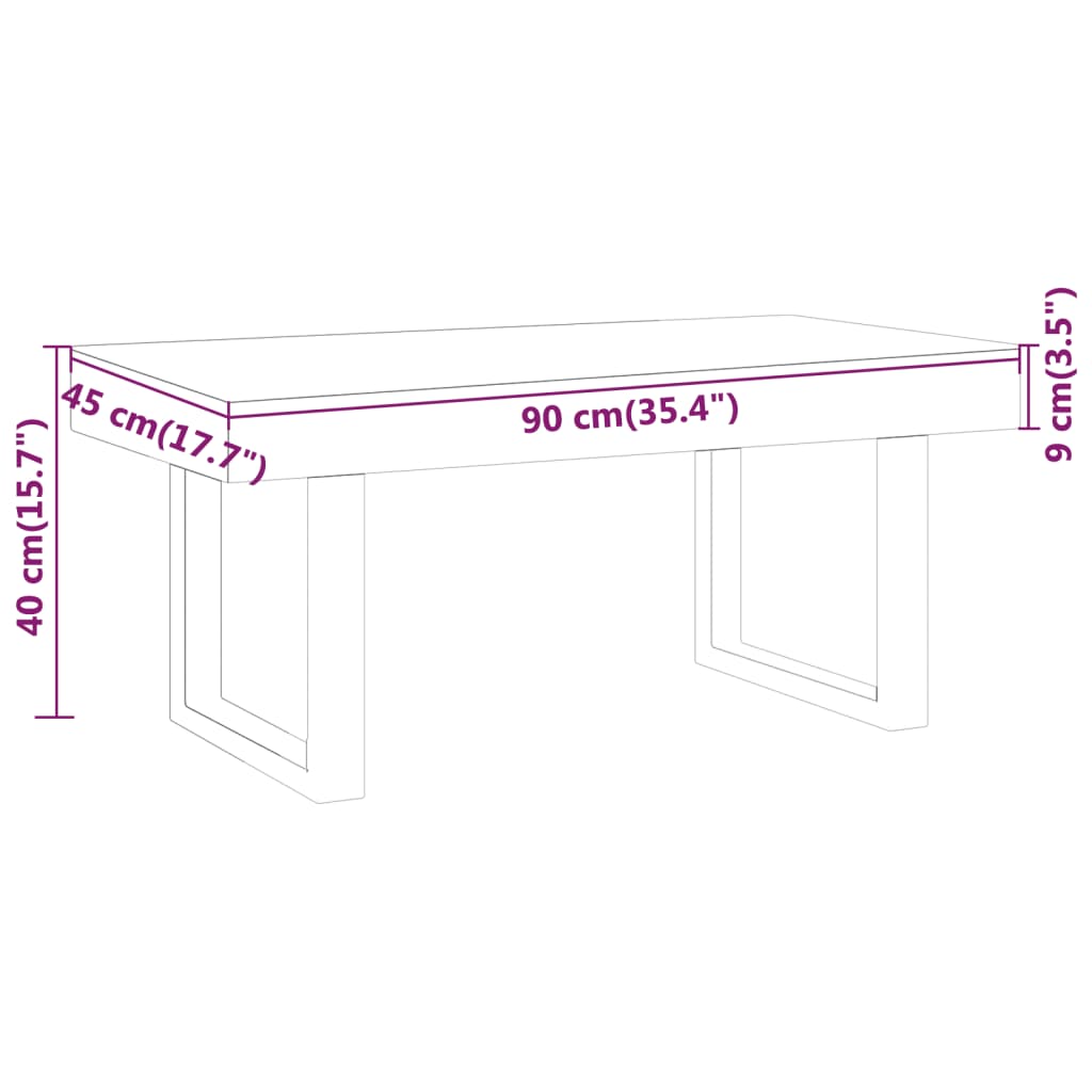Tavolino Salotto Marrone Scuro e Nero 90x45x40cm in MDF e Ferro | homemem39