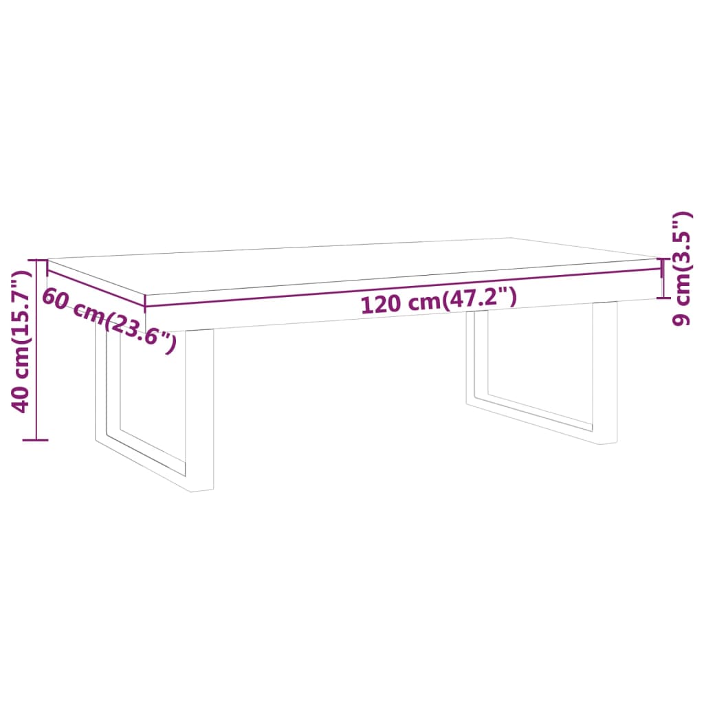 Tavolino Salotto Marrone Scuro e Nero 120x60x40 cm MDF e Ferro | homemem39