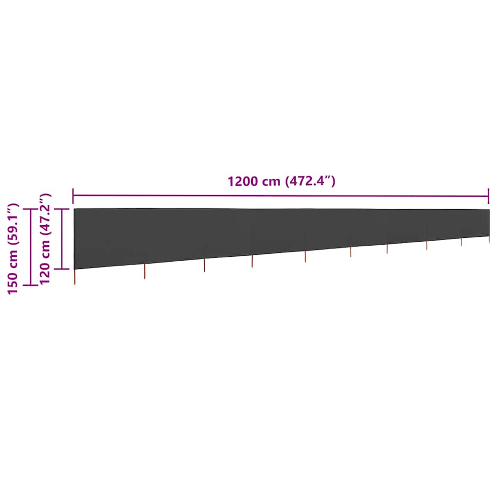 Paravento a 9 Pannelli in Tessuto 1200x120 cm Antracite | homemem39