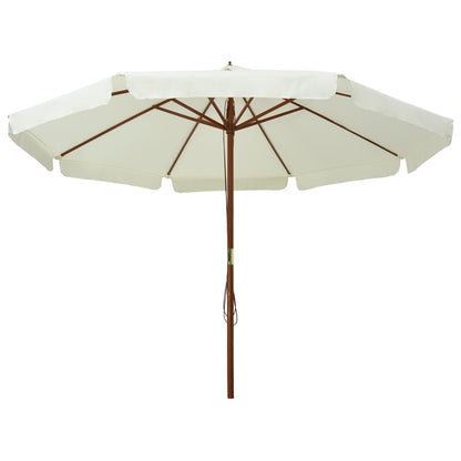 Ombrellone da Esterno con Palo in Legno 330 cm Bianco Sabbia | homemem39