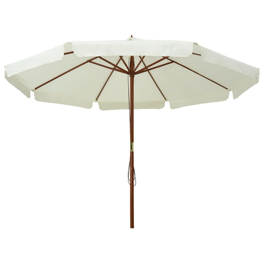 Ombrellone da Esterno con Palo in Legno 330 cm Bianco Sabbia | homemem39