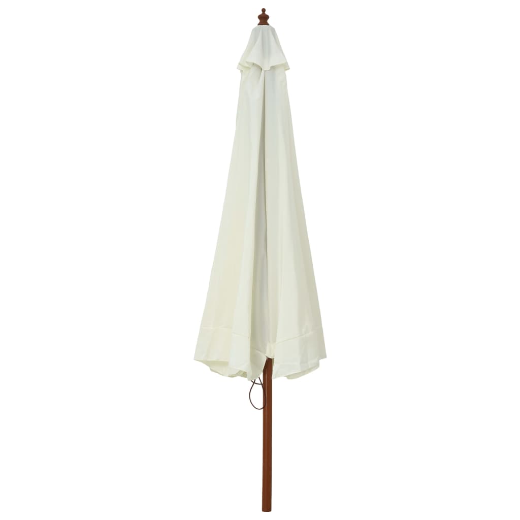 Ombrellone da Esterno con Palo in Legno 330 cm Bianco Sabbia - homemem39