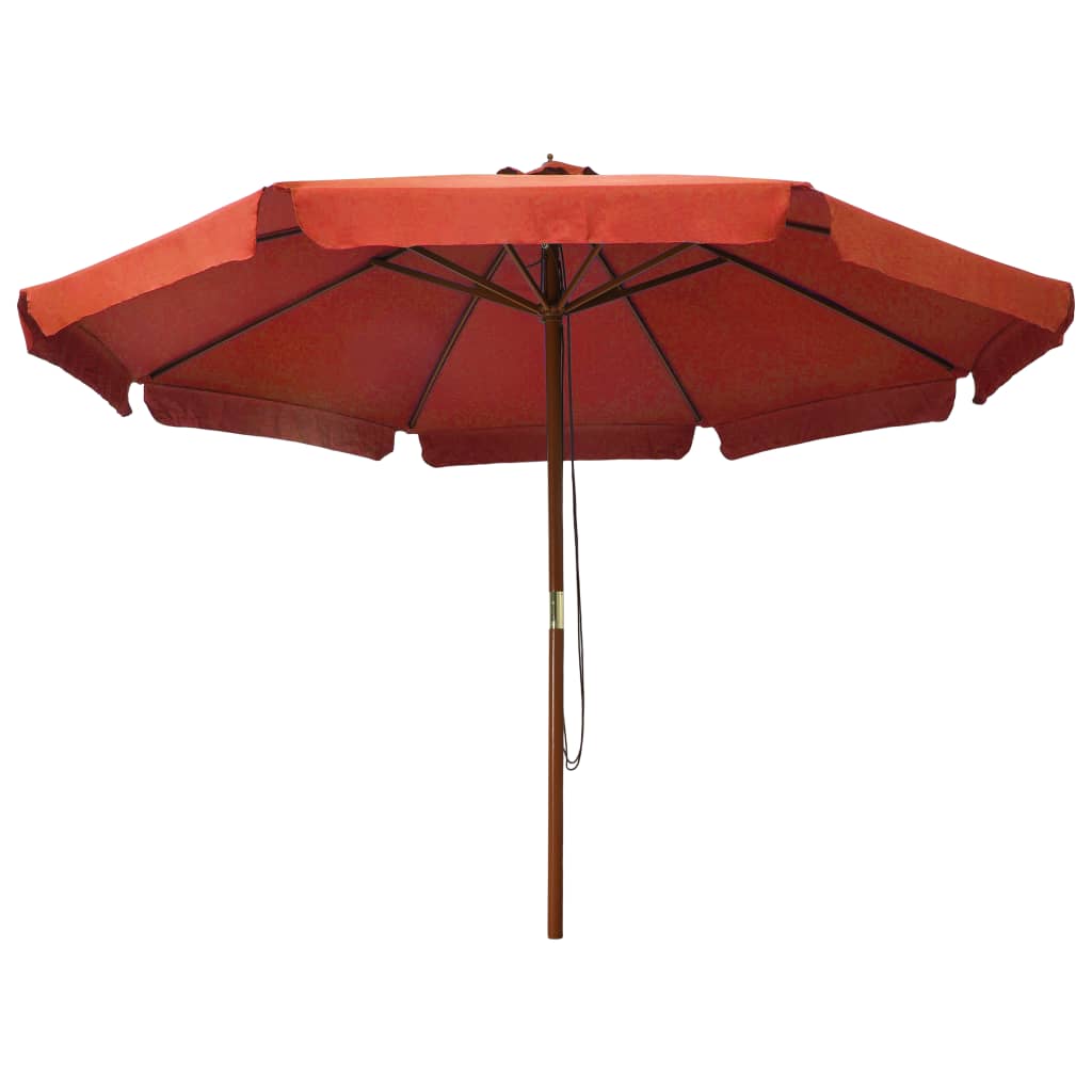 Ombrellone da Esterni con Palo in Legno 330 cm Terracotta