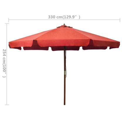 Ombrellone da Esterni con Palo in Legno 330 cm Terracotta