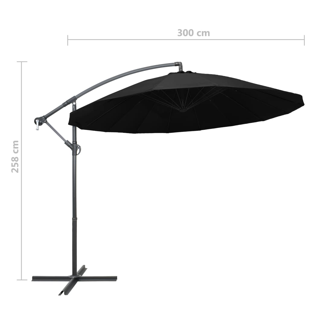 Ombrellone a Sbalzo Nero 3 m Palo in Alluminio | homemem39