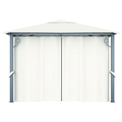 Gazebo con Tenda 300 x 300 cm Crema Alluminio - homemem39