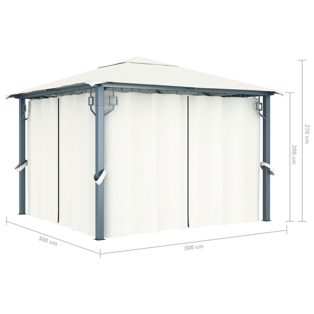 Gazebo con Tenda 300 x 300 cm Crema Alluminio - homemem39