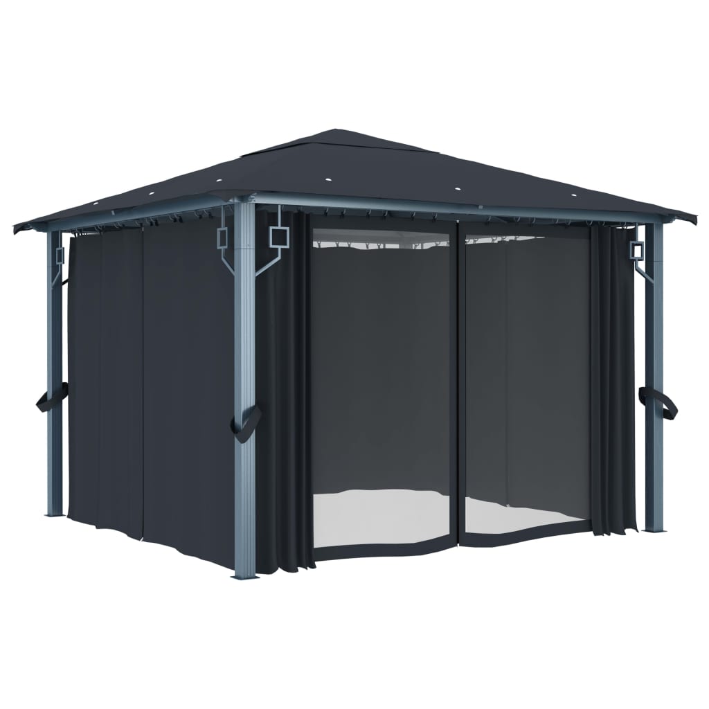 Gazebo con Tenda 300 x 300 cm Antracite Alluminio | homemem39