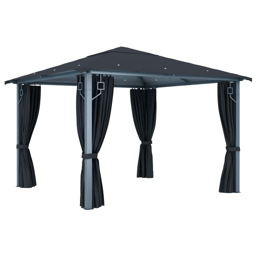 Gazebo con Tenda 300 x 300 cm Antracite Alluminio | homemem39