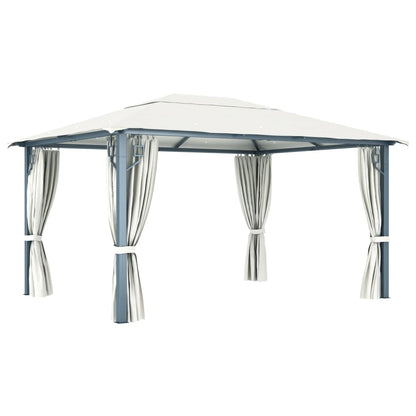 Gazebo con Tenda 400 x 300 cm Crema Alluminio | homemem39