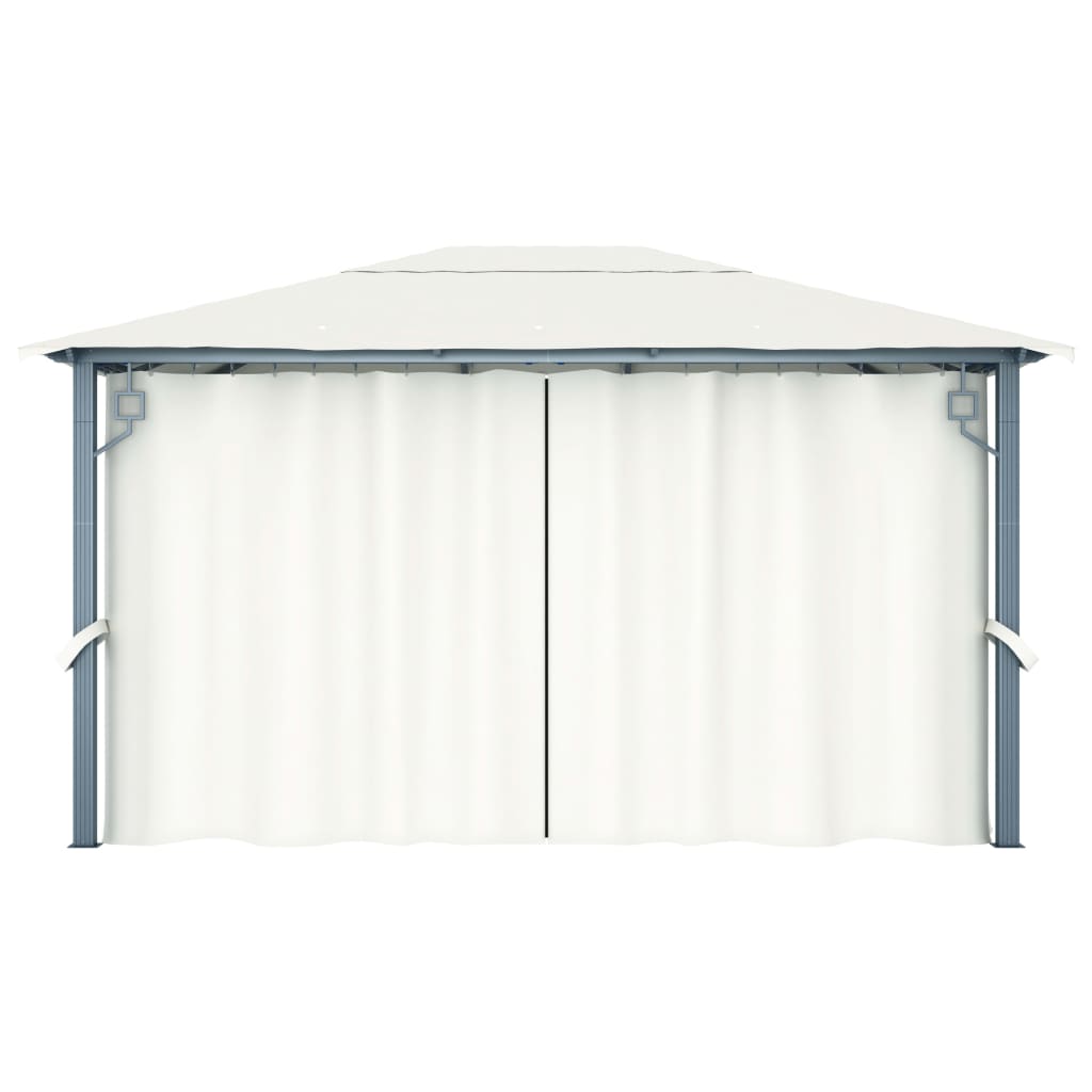Gazebo con Tenda 400 x 300 cm Crema Alluminio | homemem39