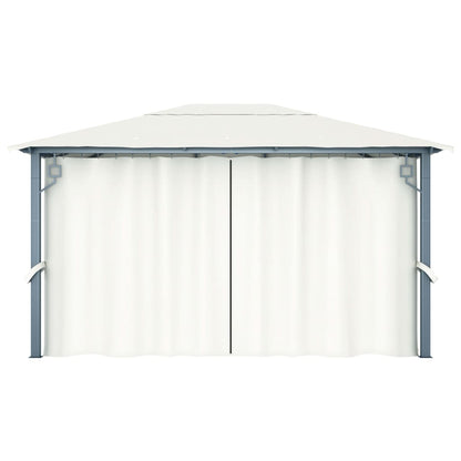 Gazebo con Tenda 400 x 300 cm Crema Alluminio | homemem39