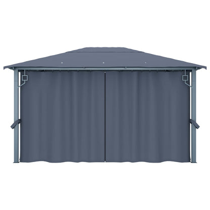 Gazebo con Tenda 400 x 300 cm Antracite in Alluminio | homemem39