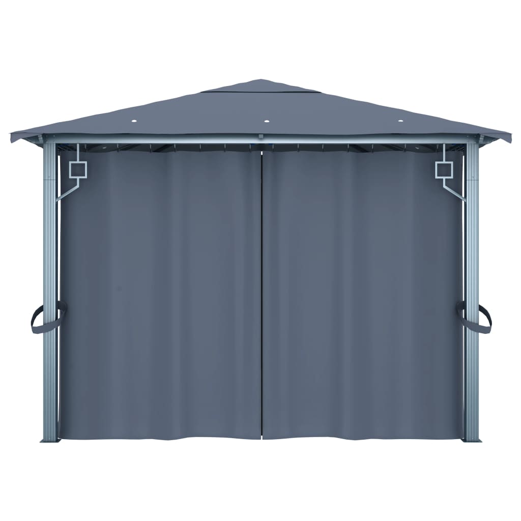Gazebo con Tenda 400 x 300 cm Antracite in Alluminio | homemem39