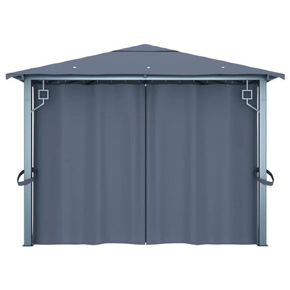 Gazebo con Tenda 400 x 300 cm Antracite in Alluminio | homemem39