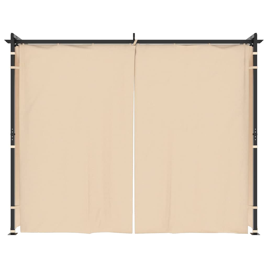 Gazebo con Tende 3x3 m Crema in Acciaio