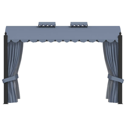 Gazebo con Tende 3x4 cm Antracite in Acciaio