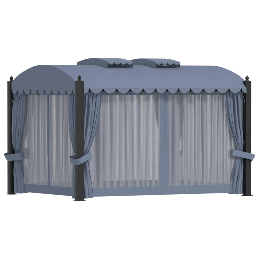 Gazebo con Tende 3x4 cm Antracite in Acciaio | homemem39