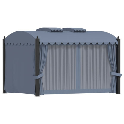 Gazebo con Tende 3x4 cm Antracite in Acciaio
