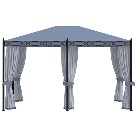 Gazebo con Schermi a Rete 3x4 cm Antracite in Acciaio | homemem39