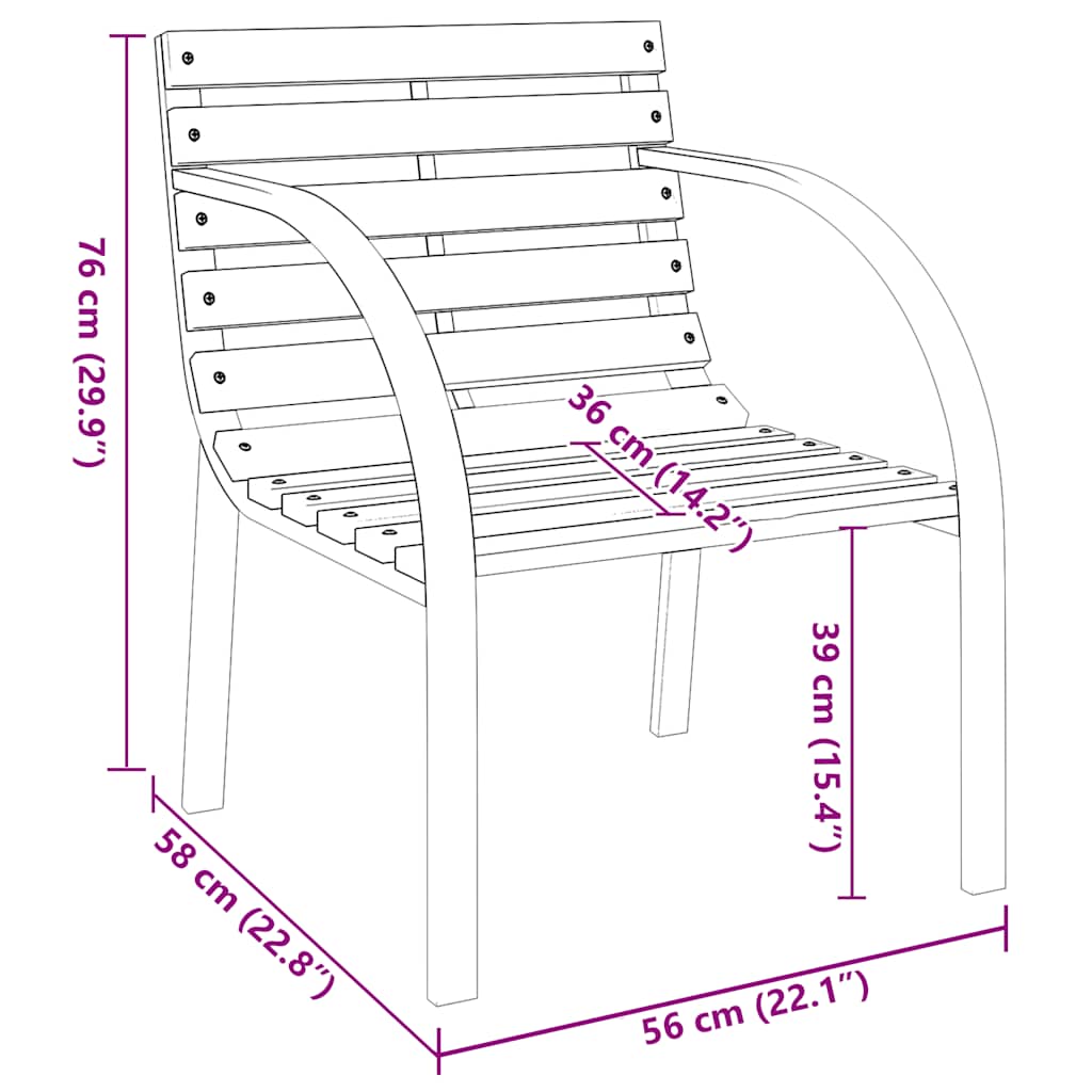 Sedie da Giardino 2 pz Grigie in Legno - homemem39