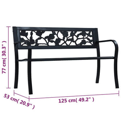 Panchina da Giardino 125 cm Nera in Acciaio - homemem39