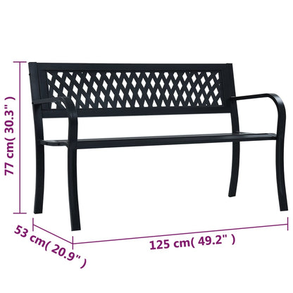 Panchina da Giardino 125 cm Nera in Acciaio - homemem39
