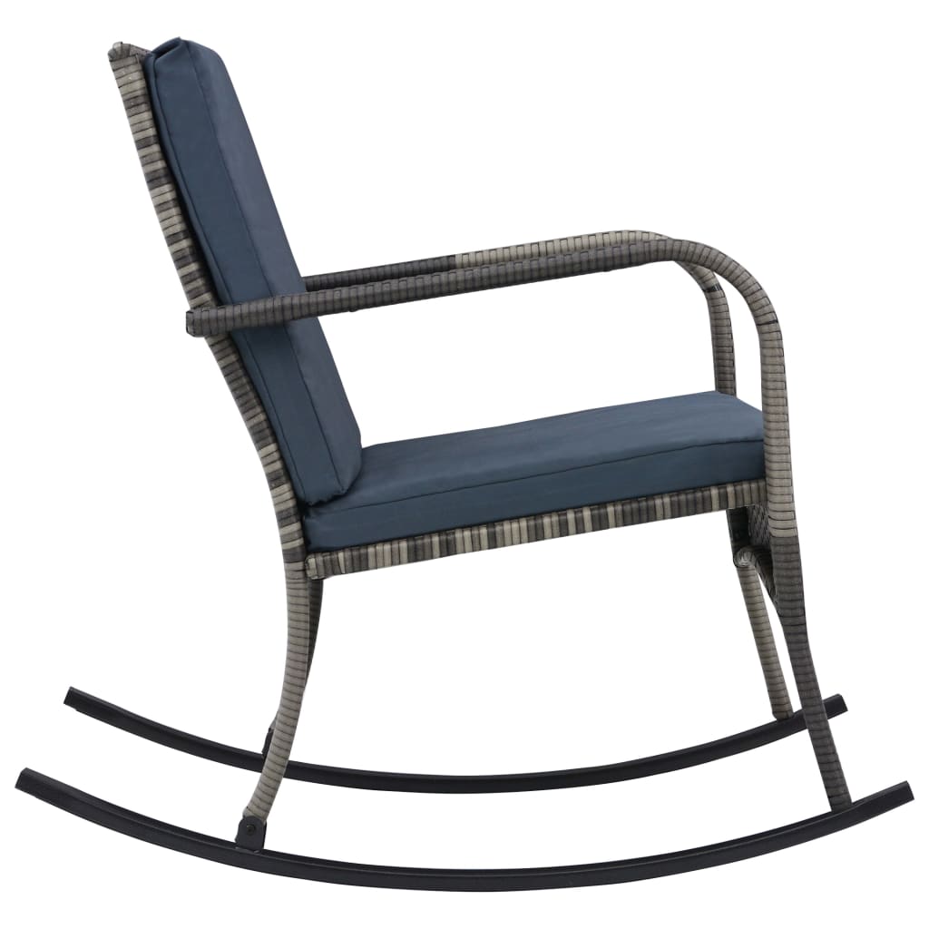 Sedia a Dondolo da Giardino in Polyrattan Antracite | homemem39