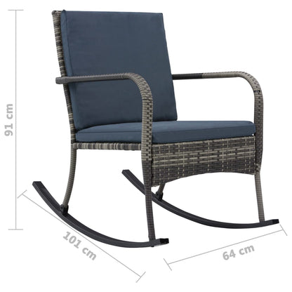 Sedia a Dondolo da Giardino in Polyrattan Antracite | homemem39