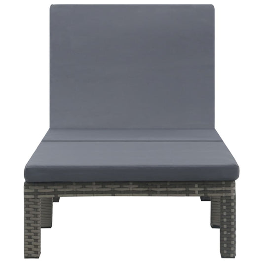 Lettino Prendisole con Cuscino in Polyrattan Antracite - homemem39