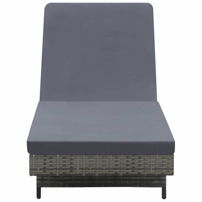 Lettino Prendisole con Cuscino e Ruote in Polyrattan Antracite